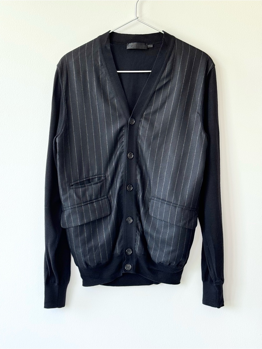 Alexander McQueen Men’s Black Wool Cardigan with Suit Front Panels - XS - Italy